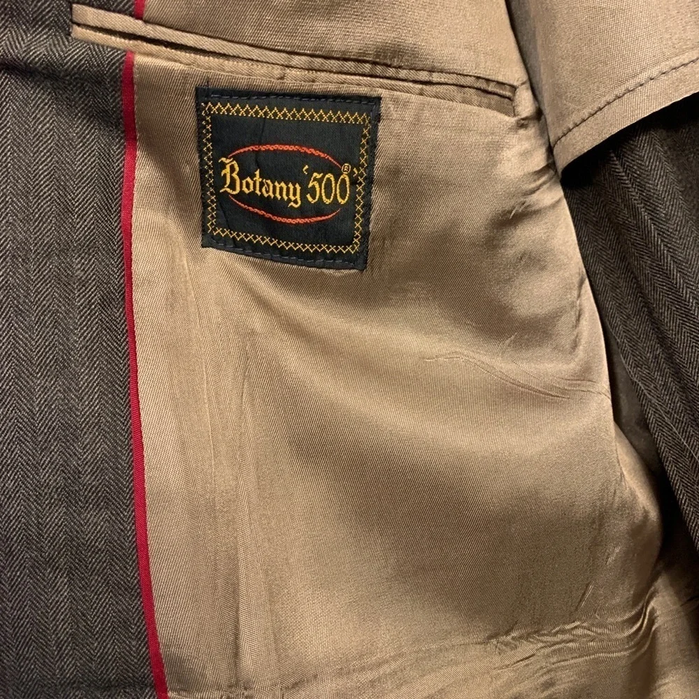 Botany 500 USA Mens Brown Herringbone Vintage Blazer Sport Coat Size 36 Small S